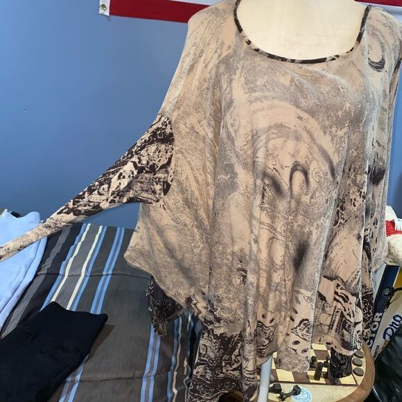 All Saints Long sleeve shirt poncho brown - Picture 6 of 6